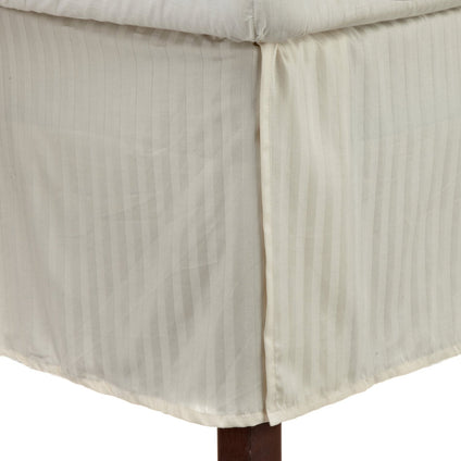 SUPERIOR Combed Cotton 300 Thread Count Bed Skirt Stripe, Ivory, Queen