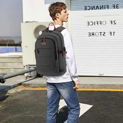 Tzowla Canvas Laptop Backpack,School Backpack for Men,Anti-Theft Travel Rucksack Fit 15.6
