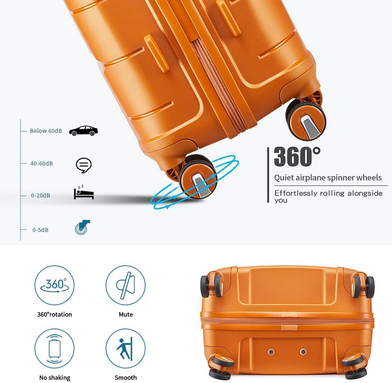 Luggage Sets Lightweight Clearance Expandable Hardside with Spinner Wheels for Travel(Orange,2-Piece Set)