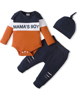 Newborn Baby Boy Clothes Outfits Winter Infant Boy Long Sleeve Romper Top Long Pants Outfits Set 0-3M