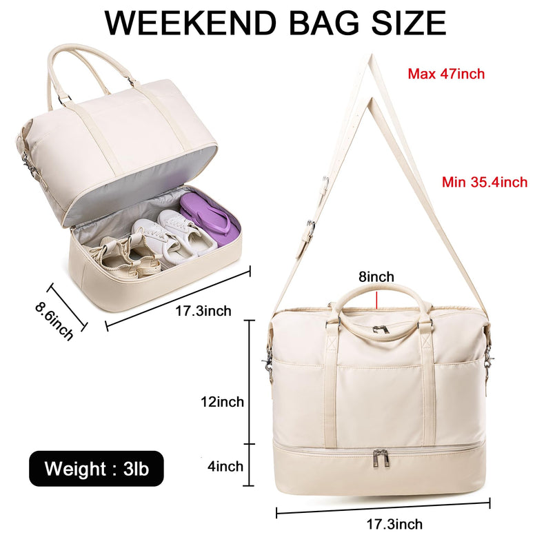 Travel Duffel Bag Weekender Carry On Overnight Shoulder Girls Sports Tote Gym hospital luggage bags for women, Beige, Travel Duffle Bag Weekender Overnight Bag