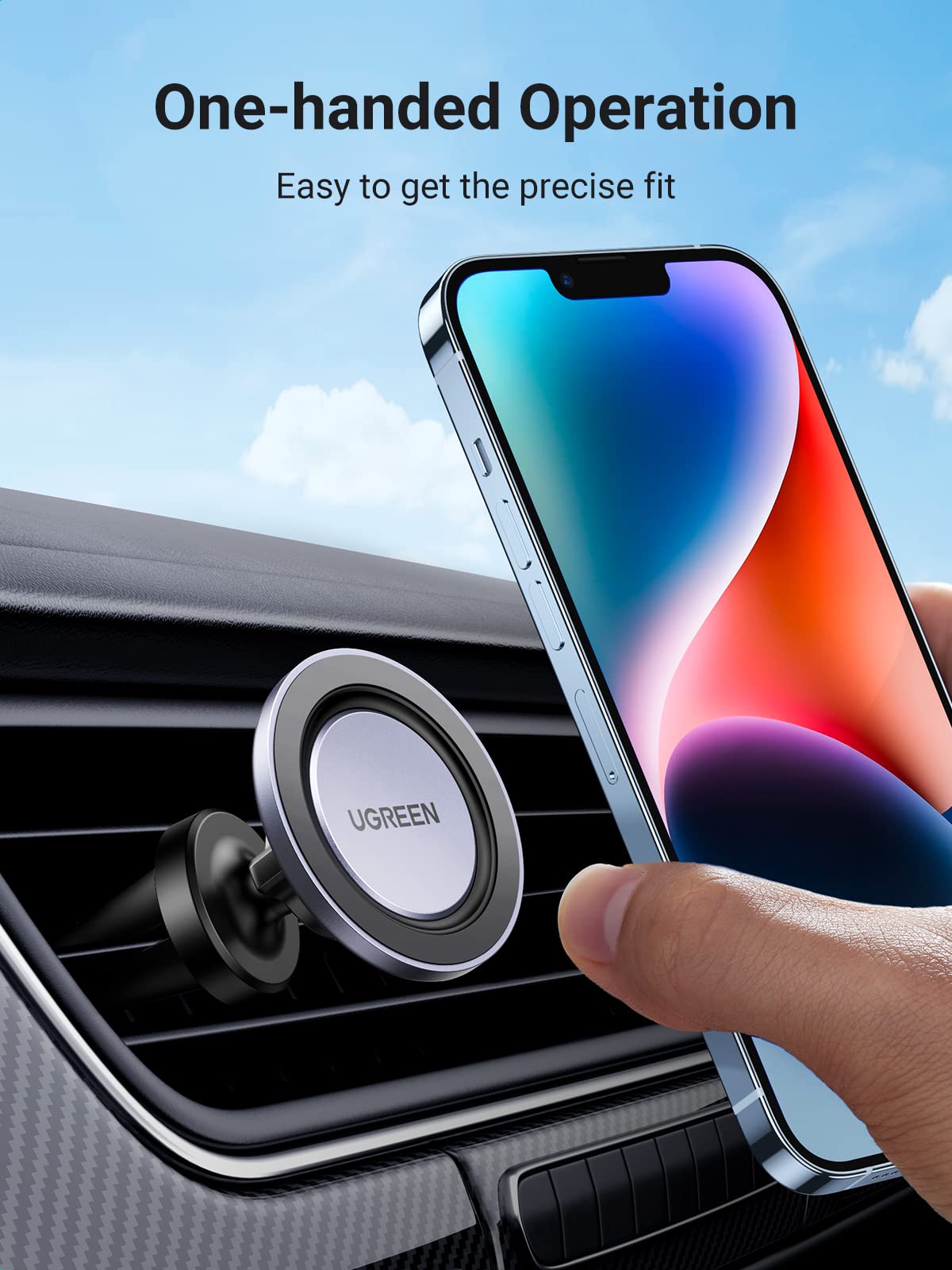 UGREEN Magnetic Car Phone Holder, Compatible with Magsafe Car Mount Mobile Holder for Car Air Vent Car Phone Mount Directly Use with iPhone 15/14/13/12 Series Compatible with Galaxy S23 S22 Z Flip 5 4