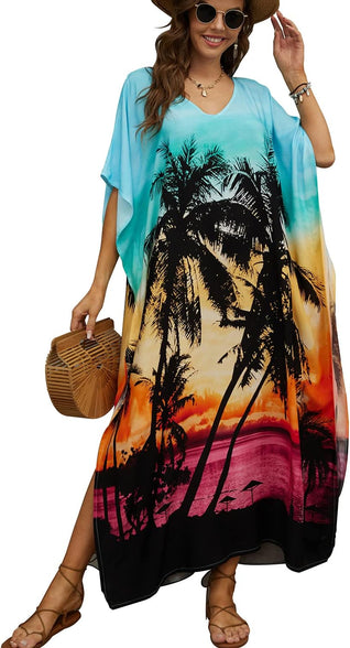 YouKD Wemon's Summer Long Kaftan Bohemian Maxi Kimono Dress Swimsuit Beach Cover Up Robes