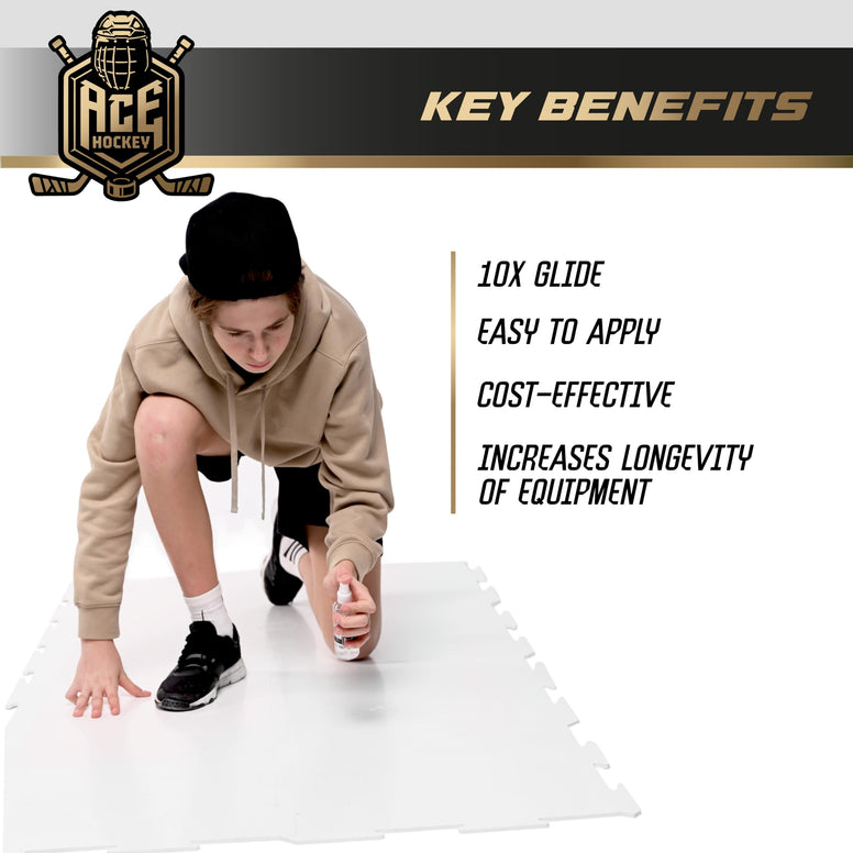 ACE HOCKEY Liquid Spray for Hockey Tiles - Shooting Pads - Synthetic Ice - 10X Effortless Glide (Pack of 1)