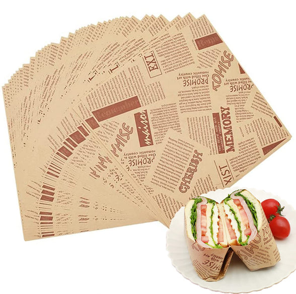 100 Sheets Baking Paper, Sandwich Paper Waterproof and Greaseproof Baking Paper, for Bread Sandwich Burger Fries, Cooking Grilling Steaming Restaurants BBQ Party,18x18cm