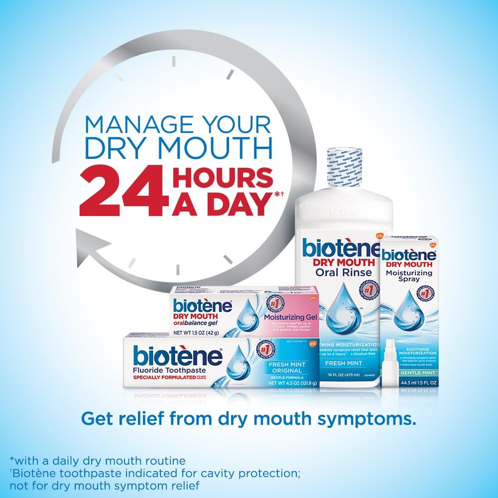 Biotene Oral Rinse Mouthwash for Dry Mouth, Breath Freshener and Dry Mouth Treatment, Fresh Mint - 33.8 fl oz