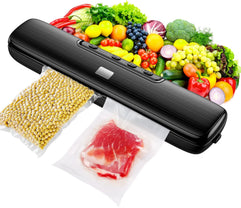 Vacuum-Sealer-Machine for Food Saver - Food-Vacuum-Sealer Automatic Air Sealing System for Food Storage Dry and Wet Food Modes Compact Design 12.6 Inch with 15Pcs Seal Bags Starter Kit (Black)