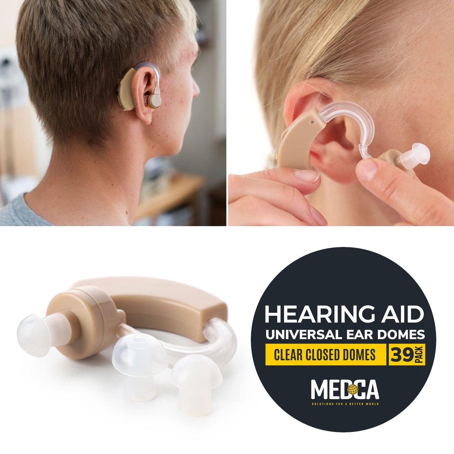 NewEar Hearing Aid Domes - Universal Domes for Hearing Aids - Sizes Small, Medium, Large & X-Large Earbud Replacements and BTE Hearing Sound Amplifiers