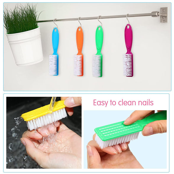 Handle Grip Nail Brush, Hand Fingernail Cleaner Brush Manicure Tools Scrub Cleaning Brushes for Toes and Nailsor Cleaner, Pedicure Scrubbing Tool 6 Pcs Kit (Random Color)