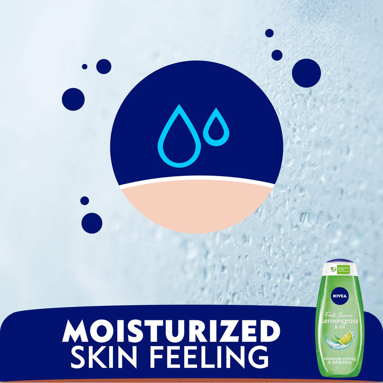 NIVEA Shower Gel Body Wash, Lemongrass & Oil Caring Oil Pearls Lemongrass Scent, 500ml