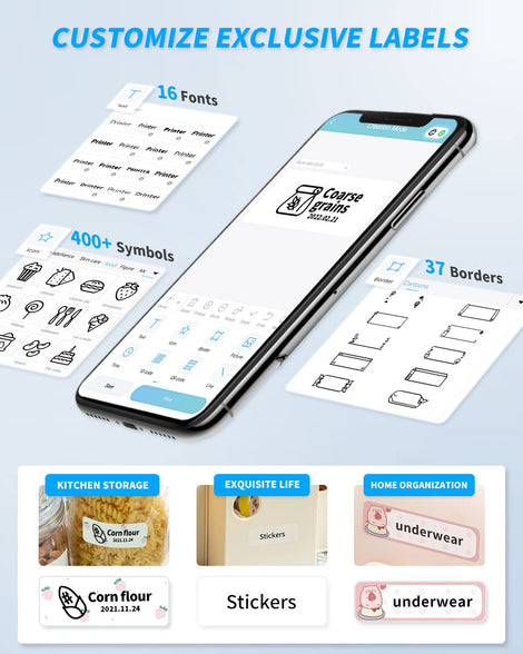 Memoking Small Label Maker Machine with Tape 1 Roll Q30S Portable Label Maker for Phone & Pad - Super Easy to Use - Wireless Bluetooth Label Maker with Different Fonts - Mini Label Maker for Jars