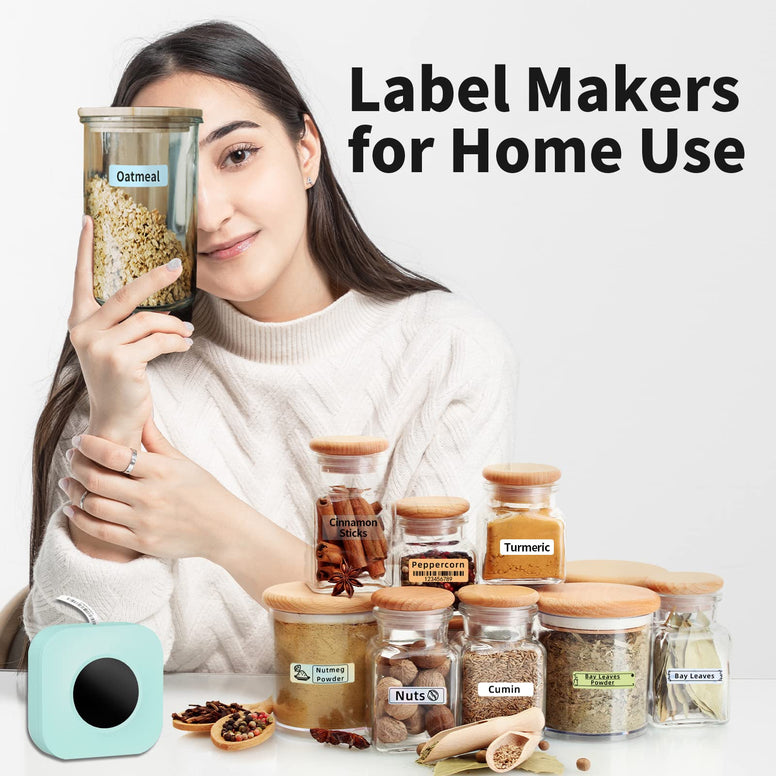 Memoking Small Label Maker Machine with Tape 1 Roll Q30S Portable Label Maker for Phone & Pad - Super Easy to Use - Wireless Bluetooth Label Maker with Different Fonts - Mini Label Maker for Jars