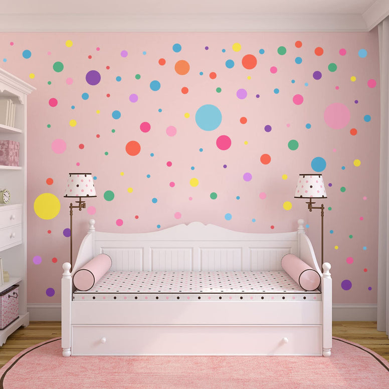 AnFigure Polka Dot Stickers, Wall Decals for Kids, Baby Room Nursery Playroom Classroom Daycare Bedroom Wall Stickers Boys Girls Childrens Babies Circle Colorful Bright Fun DIY Door Tv Home Wall Decor