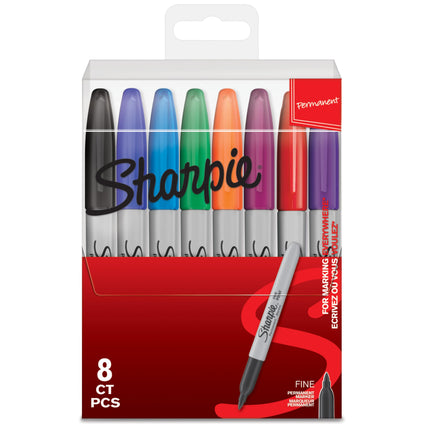 Sharpie Fine Point Permanent 8 Markers in Blister Pack, Assorted