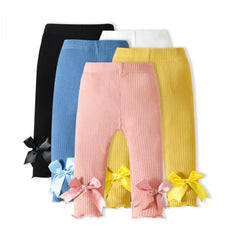 Toddler Baby Girl Legging Pants 5-Pack in Grey White Black Orange and Pink 3-6M