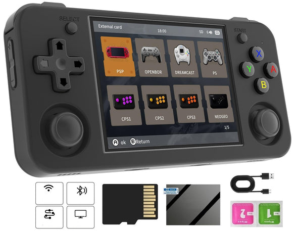 RG35XX H Retro Handheld Game Console , 3.5 Inch IPS Screen Linux System Built-in 64G TF Card 5528 Games Support TV Output (Black)