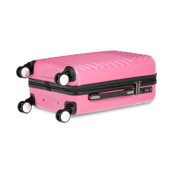Metro Muscat Basics Geometric Expandable Spinner Luggage with Built-In TSA Lock (Material: Polycarbonate), 20 Inch - Pink