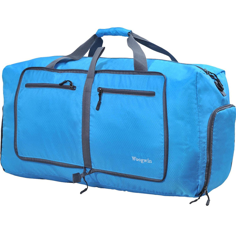 ehsbuy 60L Foldable Travel Duffle Bags for Men Women Large Holdall Bag Waterproof Overnight Weekend Bags for Gym Luggage, Blue, 60L