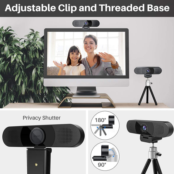 3 in 1 Webcam - 1080P Webcam with Microphone and Speakers, Noise Reduction, Auto Low Light Correction W/Cover, EMEET C980 Pro USB Camera Webcam 90° for Video Conferencing Streaming/Gaming/Class