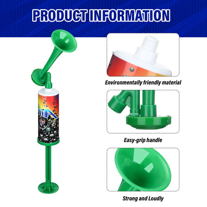 Poen 6 Pcs Reusable Air Horn Loud Handheld Air Pump Horn Portable Boat Horn Bear Self Defense Blow Horn Plastic Party Noise Makers for Boats Sports Events Birthday Party Celebrations Camping (Green)
