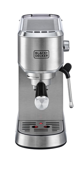 BLACK+DECKER Manual Barista Pump Espresso Coffee Machine, Cappuccino, Latte Macchiato, Milk Frother, 1450W, Silver - ECM150-B5, by Black & Decker