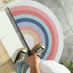 Zeeinx Welcome Door Mat Half Round Area Rug Cute Sun Printing Door Mat Outdoor Non Slip Absorbent Floor Mat Entrance Doormat for Patio,Home,Classroom,17.7"x35.4"-Sun