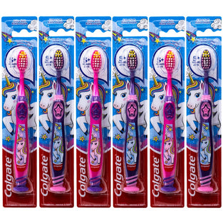 Colgate Kids Unicorn Battery Powered Toothbrush, Extra Soft for Children 5+ Years Old - Pack of 6