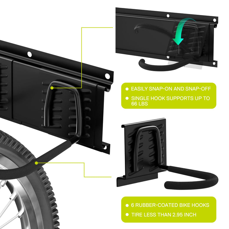 UNITEDPOWER Bike Storage Rack, Wall Mount Garage Holder for 6 Bicycle and Helmets, Heavy Duty Bike Storage for Home Space Saving，up to 300lbs