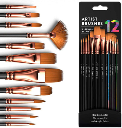 S2C Professional Artist Paint Brushes set with Nylon Hair Painting Brush Great for Acrylic, Face, Nail Art, Body Art, Miniature Detailing & Rock Painting.Great For Kids and Adults