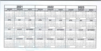 Checkbook Transaction Register with 2021-2022-2023 Calendars