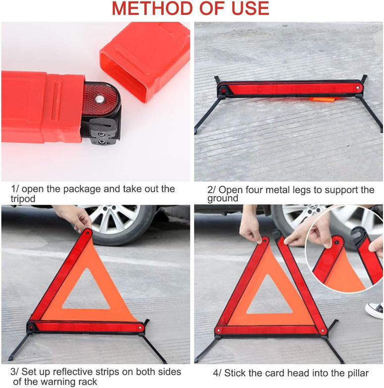 Kissral Warning Triangle Reflective Safety Emergency Triangle Foldable Road Warning Triangle EU Roadside Hazard Alert Signs with Storage Box for Car Emergencies Accessories