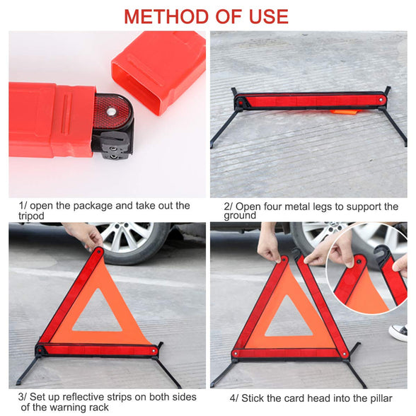 Kissral Warning Triangle Reflective Safety Emergency Triangle Foldable Road Warning Triangle EU Roadside Hazard Alert Signs with Storage Box for Car Emergencies Accessories