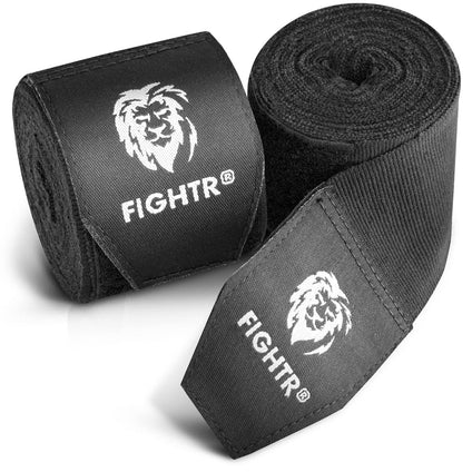 FIGHTR® Premium Handwraps 160 inches semi Elastic Hand Wraps with Thumb Loop for Boxing, MMA, Muay Thai and Other Martial Arts 4m for Men & Women (Black)