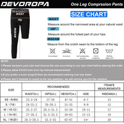 DEVOROPA Youth Boys' Compression Pants with Knee Pads 3/4 Basketball Athletic Tights Quick Dry Sports Workout Leggings Small