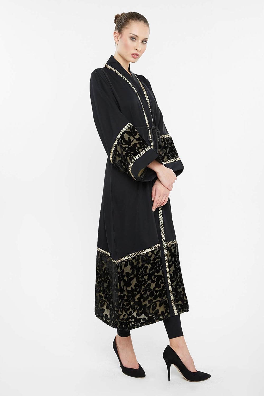 Nukhbaa Womens Abaya Made With Fine Fabric, Comes With Matching Hijab AJ105A Abaya (pack of 5)