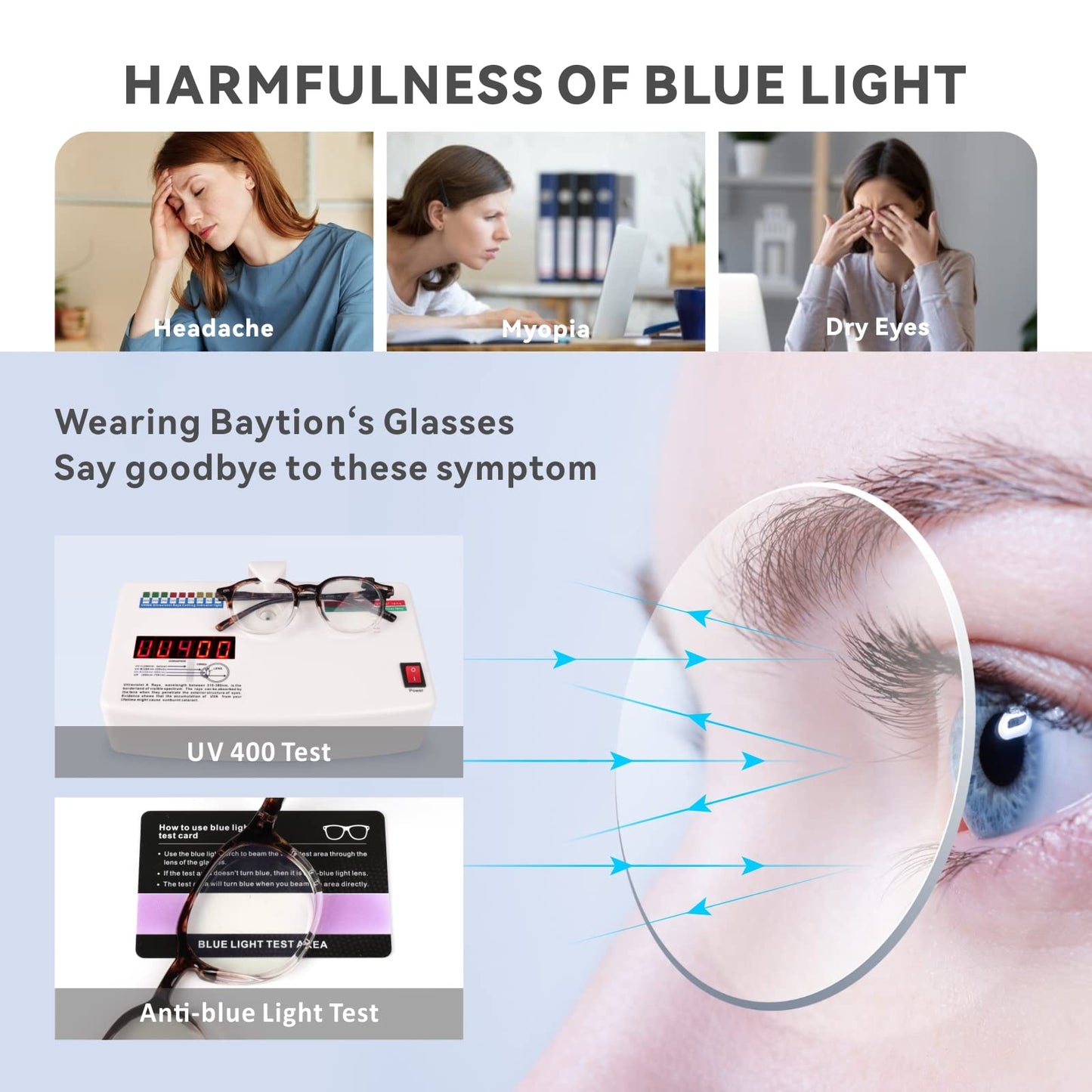 Blue Light Blocking Glasses Men Women, Baytion Computer Eyewear Filter Blue Light Digital Devices with PC Gradient Amber Frame Transparent Lens, No Prescription [Anti Eye Strain Headache]