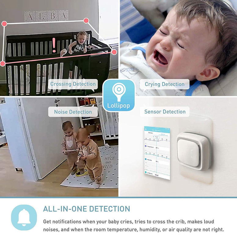 Lollipop Baby Camera with True Crying Detection, Smart Baby Monitor with Camera and Audio with Two Way Talk Back. an Ideal Gift for Baby Shower. Comes with Infrared Night Vision. (Turquoise)