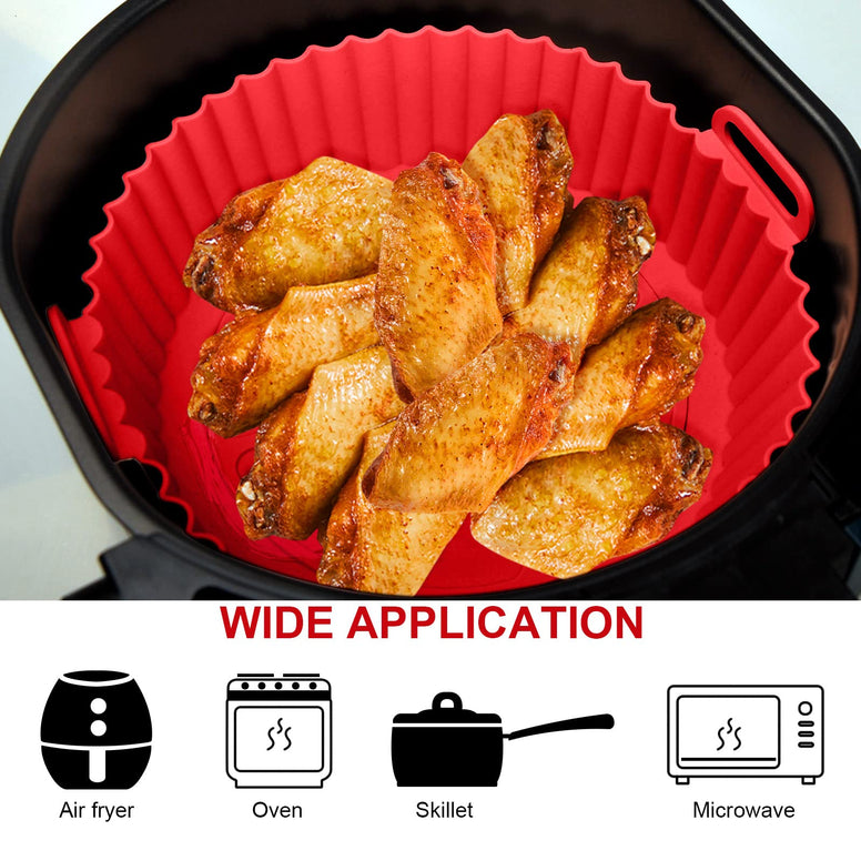 2 Pcs Air Fryer Silicone Liners Food Safe Non Stick Air fryers Basket Oven Accessories, Reusable Replacement of Flammable Parchment Liner Paper Fits 3QT - 5QT Air Fryer