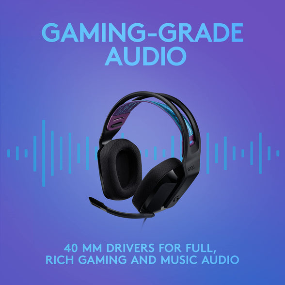 Logitech G335 Wired Gaming Headset, With Microphone, 3.5mm Audio Jack, Comfortable Memory Foam Earpads, Lightweight, Compatible With Pc, Playstation, Xbox, Nintendo Switch - Black