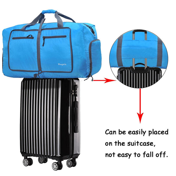 ehsbuy 60L Foldable Travel Duffle Bags for Men Women Large Holdall Bag Waterproof Overnight Weekend Bags for Gym Luggage, Blue, 60L