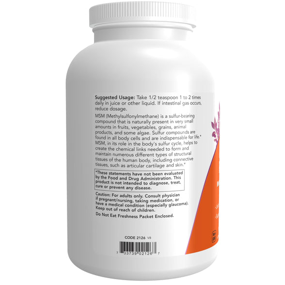 NOW Supplements, MSM (Methylsulfonylmethane) Powder, Supports Healthy Cartilage*, Joint Health*, 1-Pound