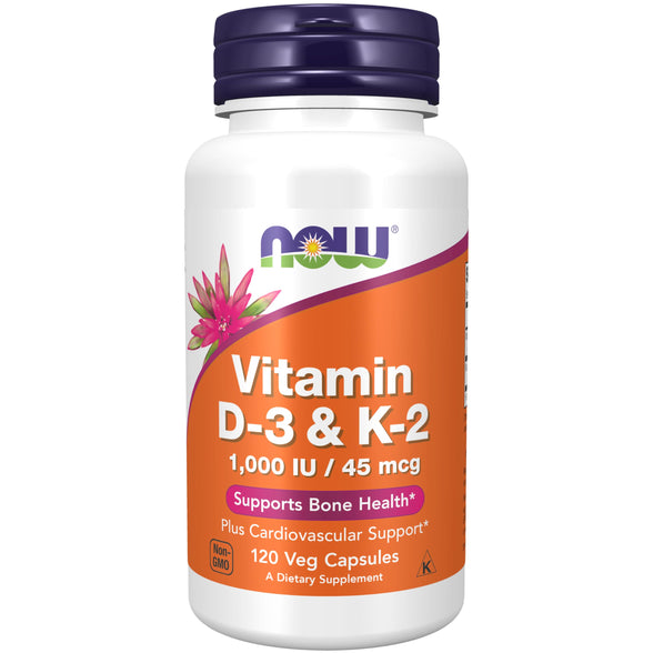 Now Foods Vitamin D3 & K2, 1,000 Iu/45 Mcg, 120 Capsules