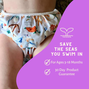 Bambi & Boo - Reusable Baby Swim Diapers, Adjustable Diaper Swim For Toddlers & Babies, Newborn To 18 Months Old, 6-26lbs (3kg-12kg), Waterproof Lined With Soft Mesh Interior, Perfect For Swim Lessons