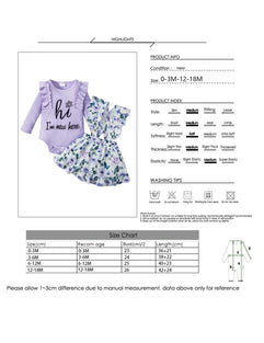 Borlai Newborn Baby Girl Floral Suspender Skirt Outfits Short Sleeve Ruffle Romper Dress Clothes Set(3-6 M)