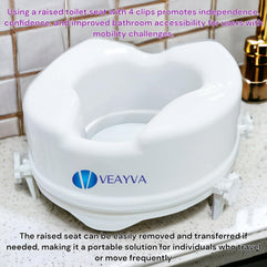 VEAYVA RAISED TOILET SEAT 6 INCH | COMMODE ELEVATOR | COMMODE RAISER 6 INCH WITH 4 CLIPS AND EXTRA STABILITY AND SAFETY