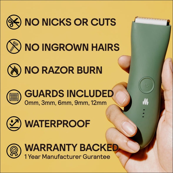The Trimmer by Meridian: Electric Below-The-Belt Trimmer Built for Men | Effortlessly Trim Pesky Hair | Waterproof Groin & Body Shaver | 90 Minute Battery Life with Universal USB Charging (Sage)