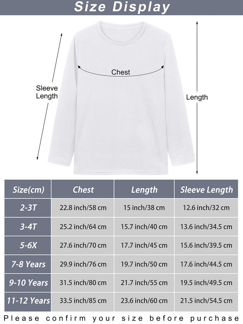 Cooraby 3 Pack Boys Long Sleeve Tees Crewneck T-Shirts Soft Casual Top Tees for Kid Toddler Boys Winter 9-10Y