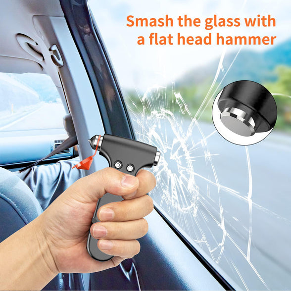 BSUXMAFG Car Safety Hammer, 3-in-1 Emergency Escape Tool with Window Breaker and Seat Belt Cutter, Safety Emergency Car Escape Tool for Car, Office, Home, Black