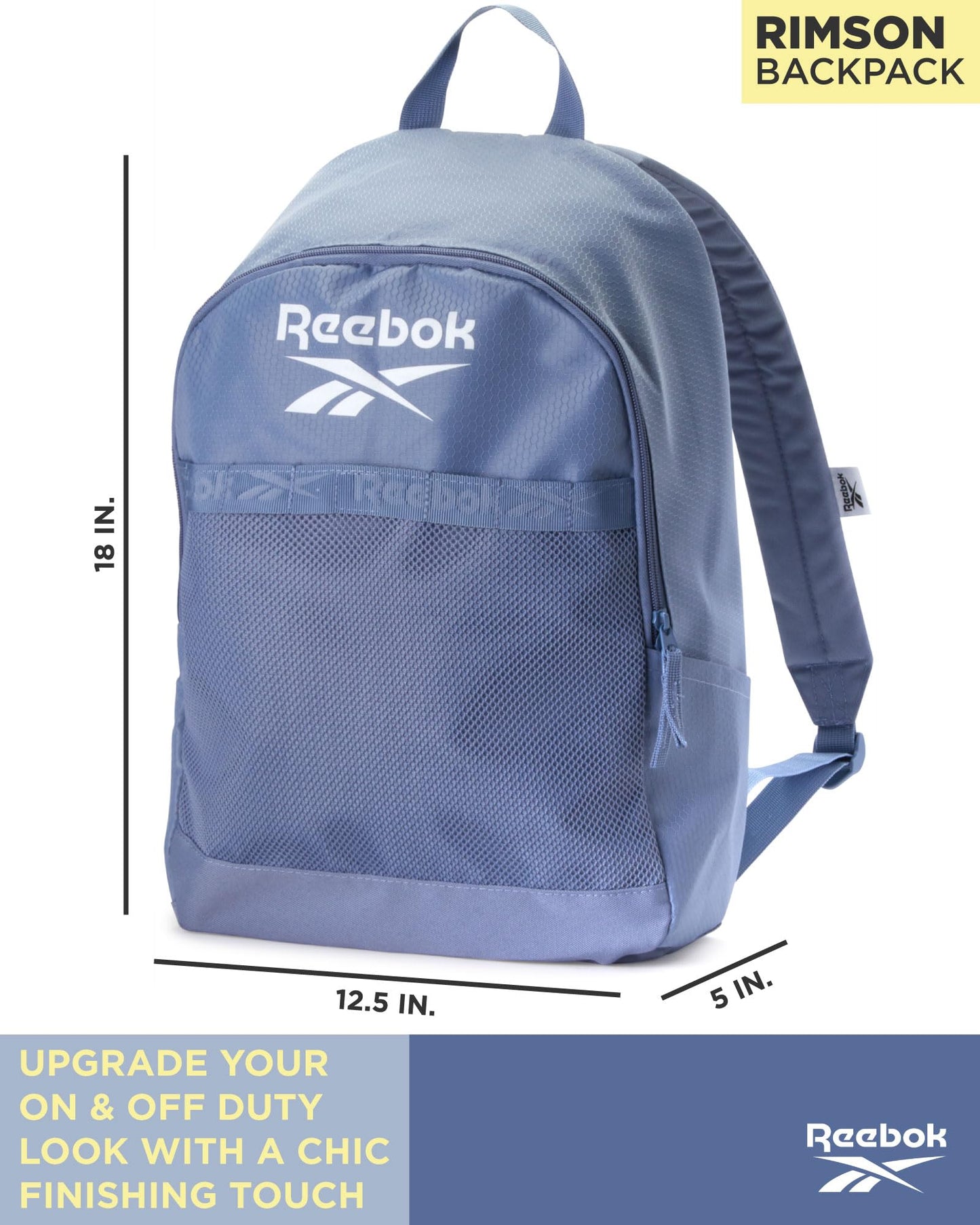 Reebok Backpack - Rimson Sports Gym Bag - Lightweight Carry On Weekend Overnight Luggage - Casual Daypack for Travel, Beach,