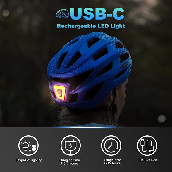Bike Helmet for Men Women with Led Light Detachable Magnetic Goggles,Mountain & Road Bicycle Helmets Adjustable Size Adult Cycling Helmets(57-61cm)
